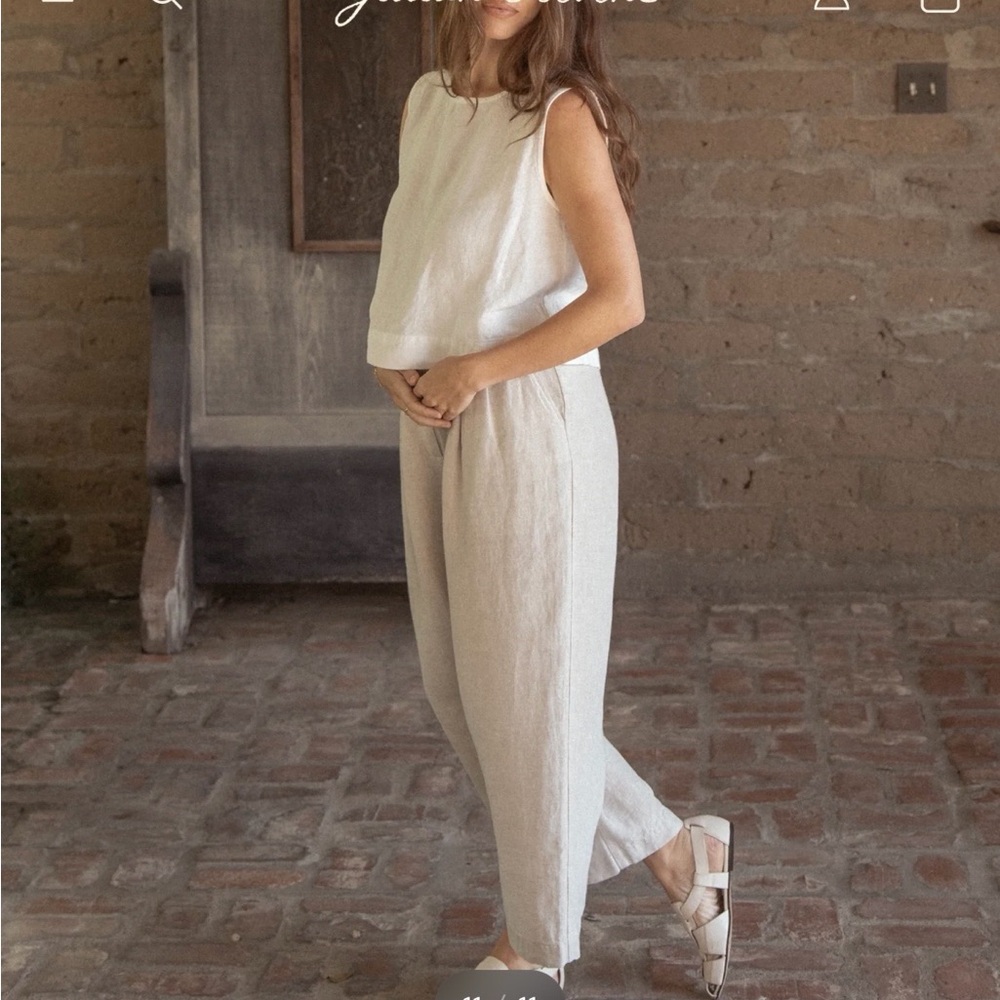 Gillian Stevens Andy Trouser Oatmeal size 2 Linen